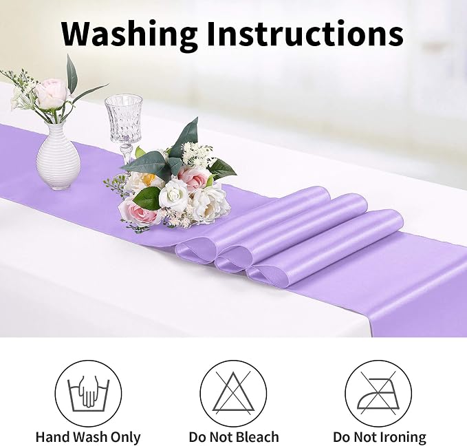 15-Pack Satin Table Runner Lavender 12 x 108 inches Long, Table Runners - Image 3