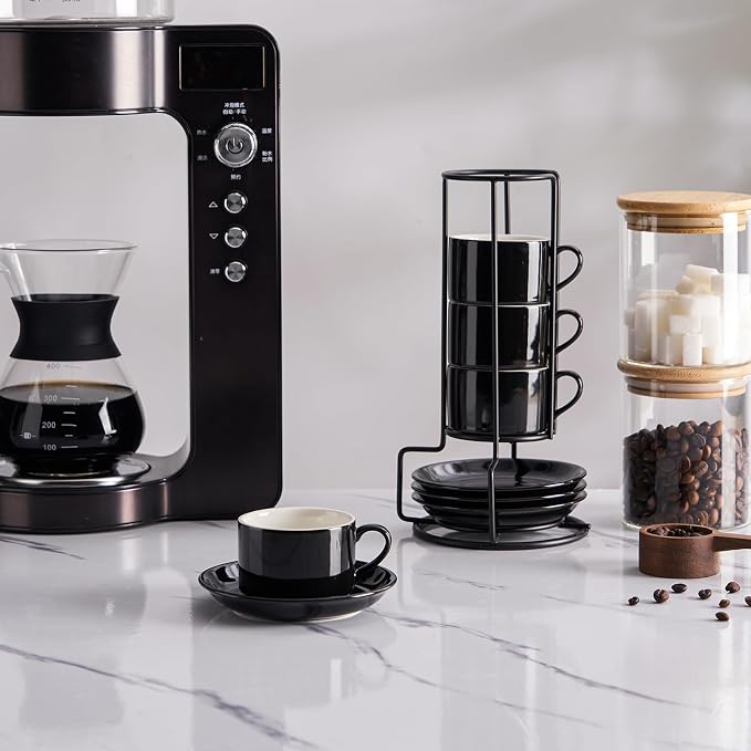 Cappuccino Cups Set of 4, 8oz Stackable Coffee Cups Set - Image 5