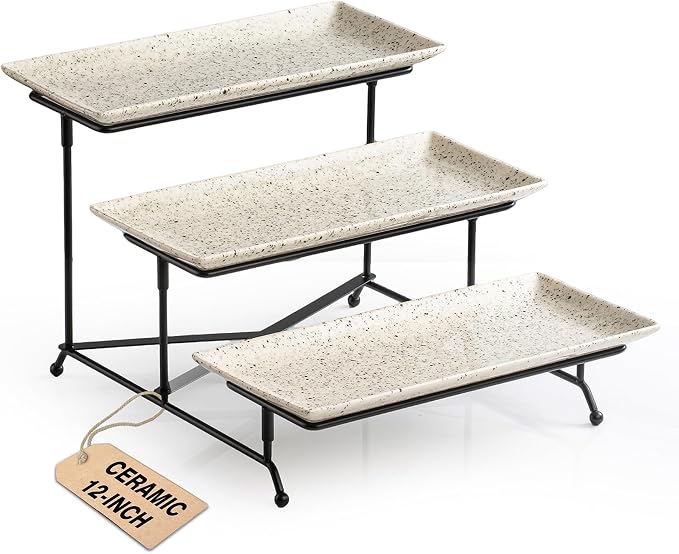 LAUCHUH 3 Tier Serving Tray, Porcelain Serving Platters and Trays by LAUCHUH