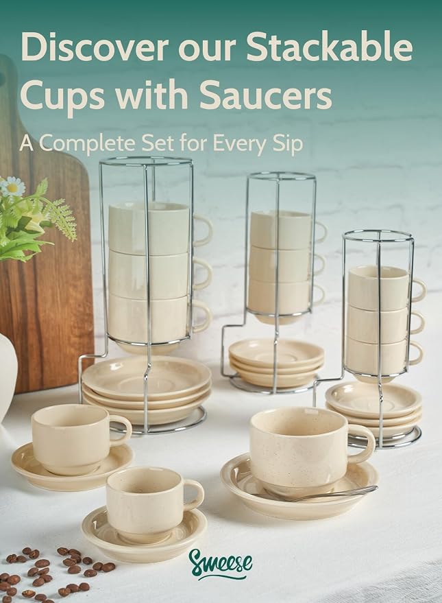 Sweese 8oz Porcelain Cappuccino Cups Set - Image 8