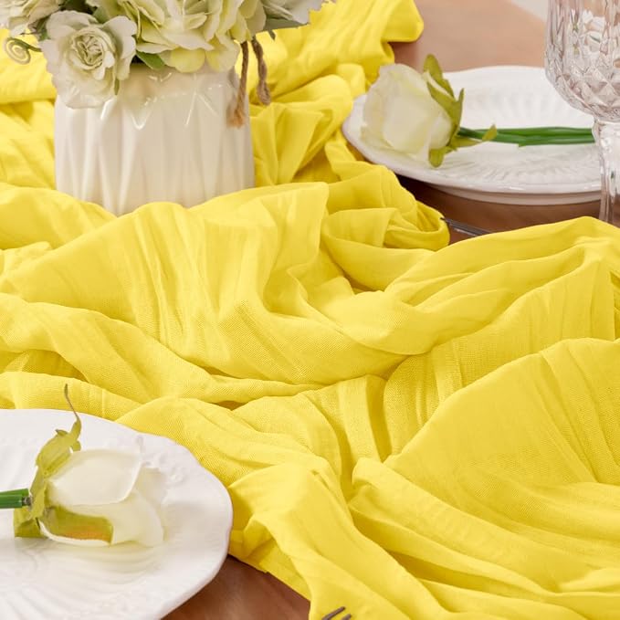 Yellow Cheesecloth Table Runner 120 Inches 10 Ft Gauze Table Runner | Summer - Image 6
