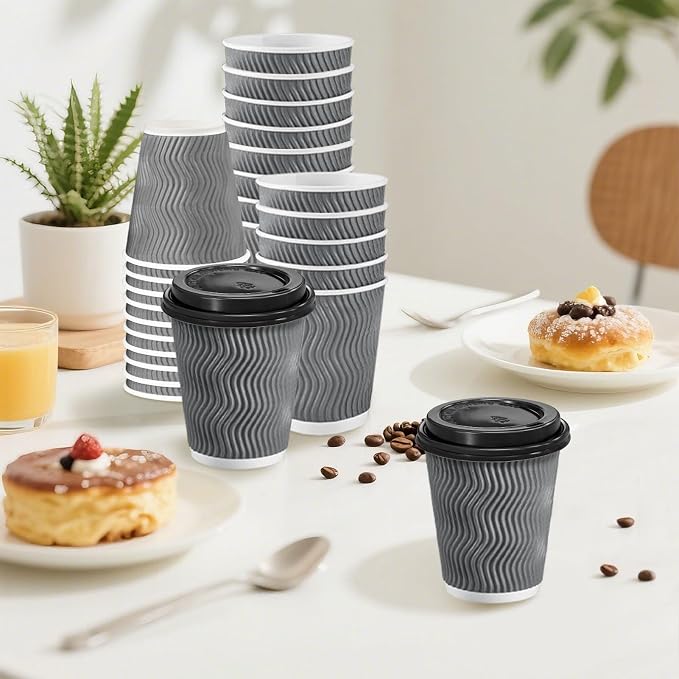 Clawsoff 100 Pack 8 oz Disposable Insulated Coffee Cups - Image 6