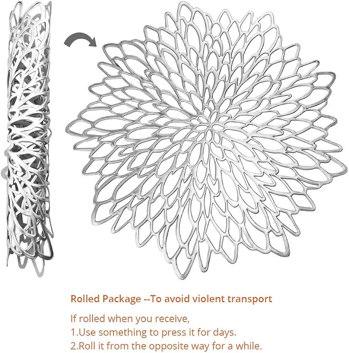 15 Inch Silver Round Placemats for Dinner Table Set of 6 | AdasBridal Placemats - Image 3