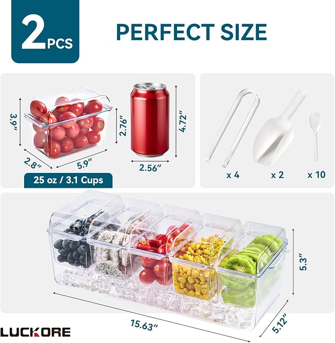 2 Pack Garnish Tray Chilled Condiment Server - Image 2
