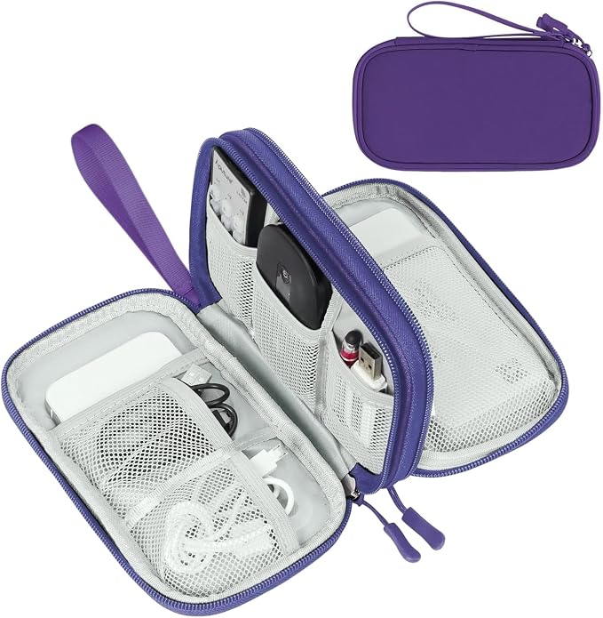FYY Electronic Organizer, Travel Tech Pouch Bag, Cable Organizer Purple | Wrist by FYY