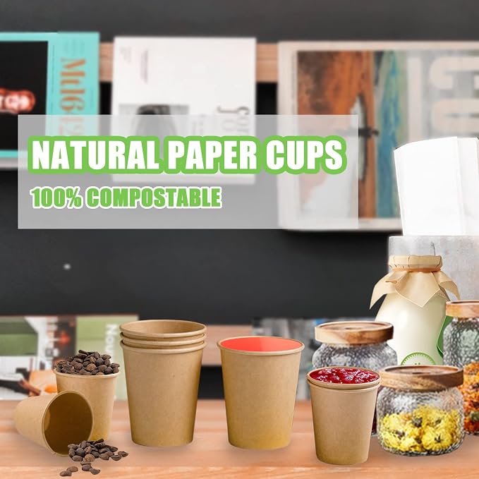 Lamosi 200 Pack 8 oz Kraft Paper Cups, Suitable - Image 7