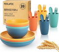 Wheat Straw Dinnerware Sets, Dishwasher & Microwave Safe Kids Plates and Bowls by Perlapoc