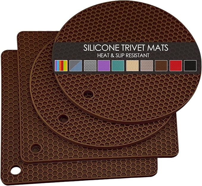 4 Pack Silicone Trivet Mats, Heat Resistant Hot Pot Holders and Pads by QPIXDIGITAL