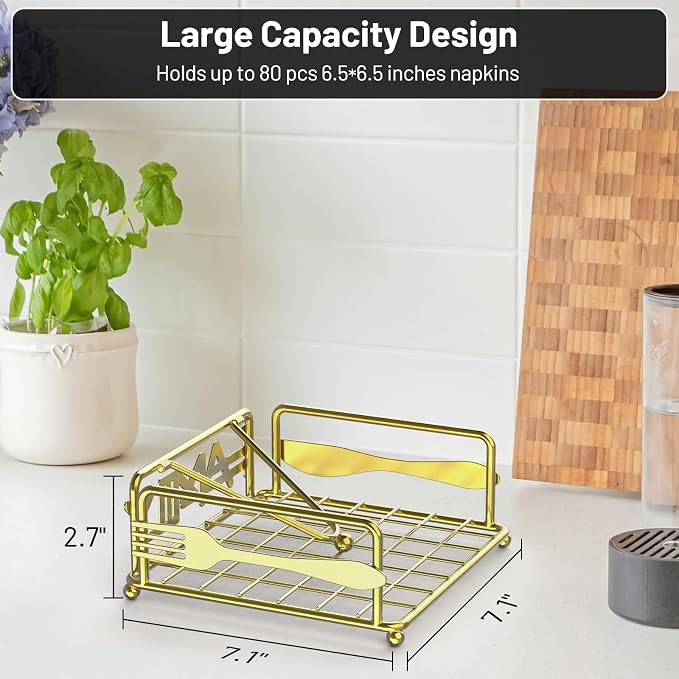 Napkin Holder for Table, Weighted Arm, Square Cocktail Paper Holder, Elegant - Image 6