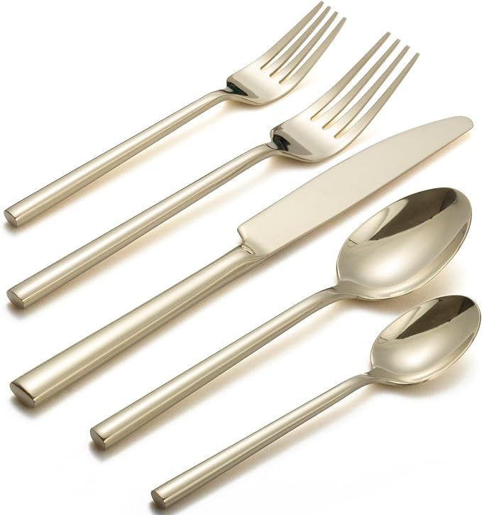 Alata Potter Champagne Gold 40-Piece Forged Silverware Set, Service by Alata