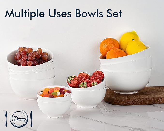 DELLING 22 Oz Ceramic Cereal Bowls Set of 6, Microwave Dishwasher Safe - Image 6