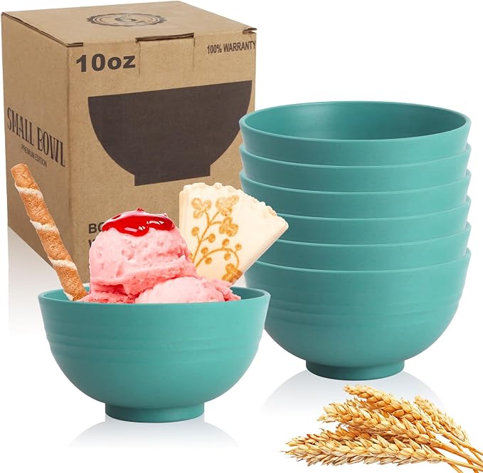 Small Wheat Straw Bowls Sets of 6, Dishwasher Safe and Microwave Safe Snack by WROVA