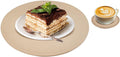 Set of 8 Faux Leather Gold Round Placemats and Coasters, Coffee Mats Kitchen by JOVONO