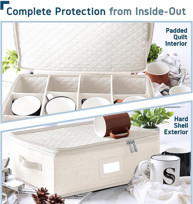 Coffee Mug Storage, 2 Pack Quilted and Stackable Coffee Cup Storage Organizer - Image 5