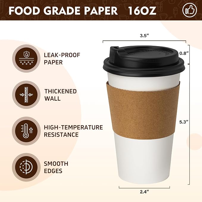 YEEHAW 16 oz 500 Pack Disposable Coffee Cups - Image 2