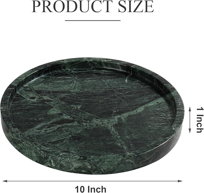 Real Natural Round Marble Tray for Bathroom, Genuine Marble Stone Vanity Tray - Image 2