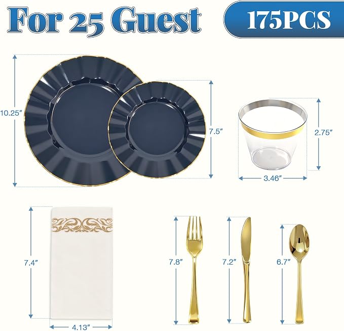 Glowserve 175 Piece Disposable Plastic Plates Dinnerware Set - Image 5
