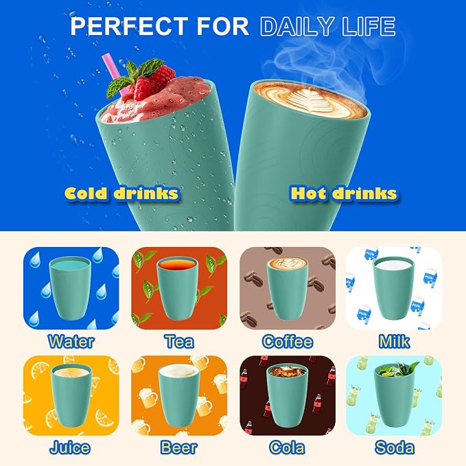 Wheat Straw Plastic Cups Set 6 PCS, 12 OZ Unbreakable Reusable Plastic Cups - Image 5