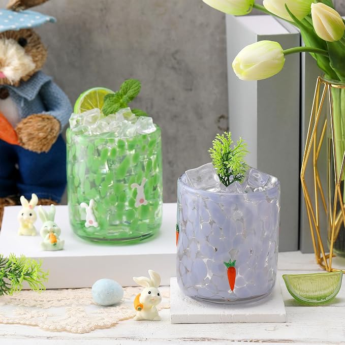SiliFine 2 Pcs Easter Icon Juice Glasses - 14oz Rabbit Carrot Stemless Wine - Image 2
