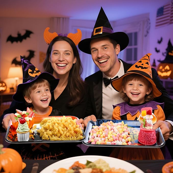 Vesici 4 Pcs 13 x 10 Inch Halloween Serving Trays Set Witch Haunted House Ghost - Image 6