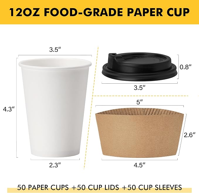 RACETOP 12 oz 500 Pack Paper Coffee Cups - Image 2