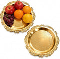 Round Gold Tray, Serving Platters, Vintage Metal Dessert Snack Platter by Unknown