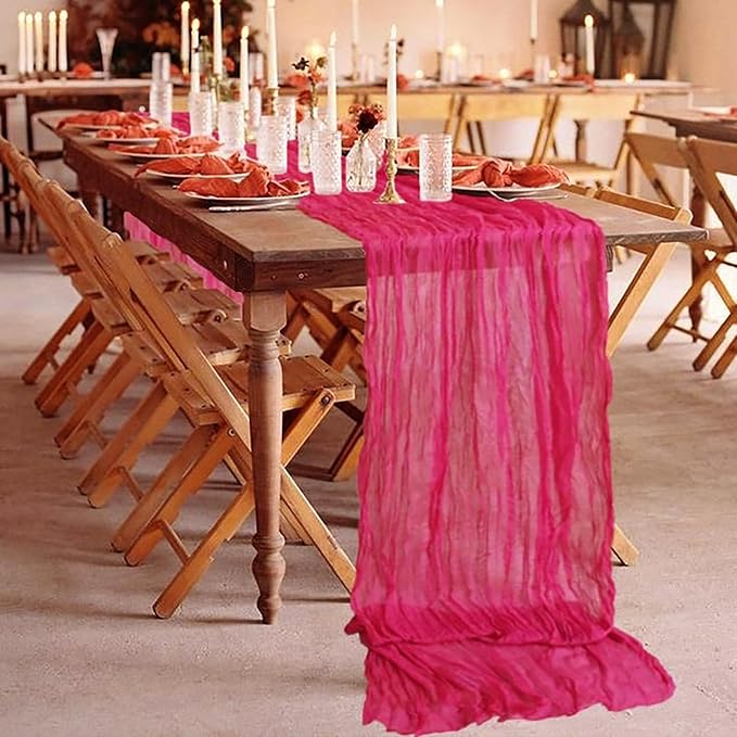 12Pack Hot Pink Cheesecloth Table Runner 20 x 120 inch Gauze Table Runner | - Image 8