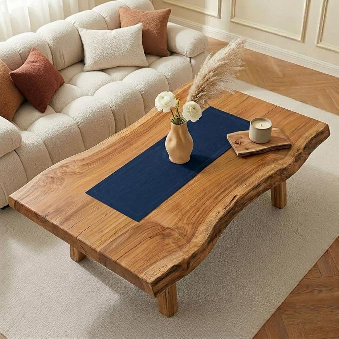 Classic Linen™ by D'Moksha Navy Blue Table Runner 36 Inches, 100% Pure Linen - Image 2