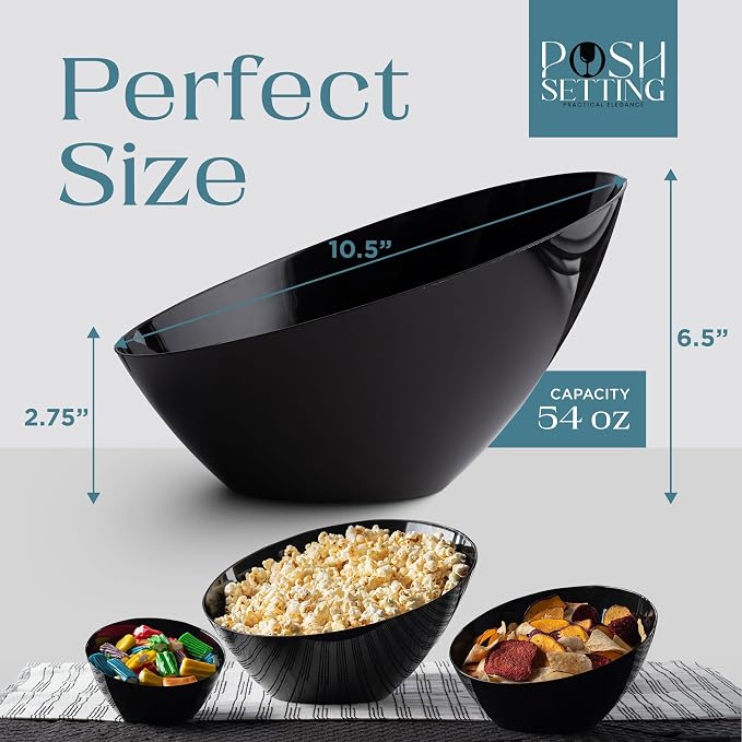 5 Pack Black Angled Plastic Serving Bowl Disposable - Image 4