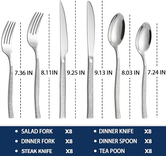 48-Piece Silverware Set, Stainless Steel Flatware Set - Image 2