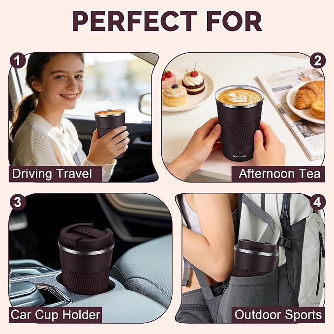 MOMSIV 12oz Travel Coffee Mug, Insulated Coffee Cups - Image 7