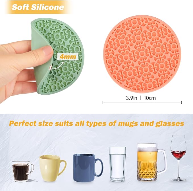 Silicone Coasters for Drinks, Cute Cup Coaster, Colorful Coasters for Coffee - Image 2