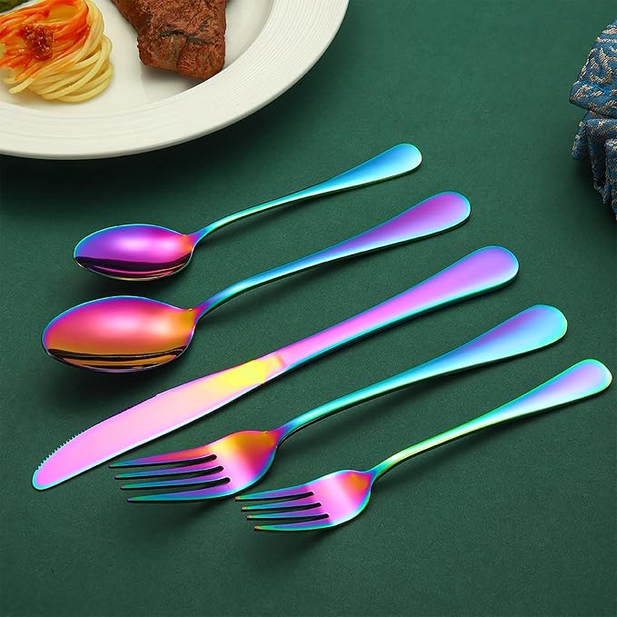 60 Pieces Rainbow Silverware set - Image 6
