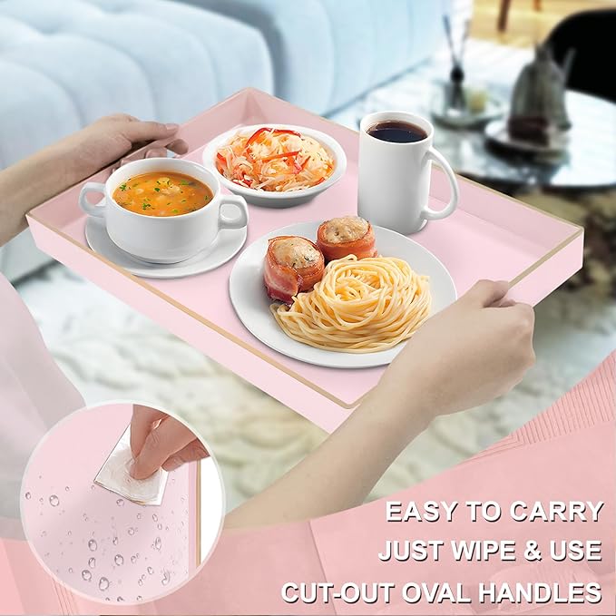 Pink Decorative Tray for Coffee Table, Serving Tray - Image 3