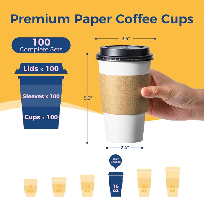 Fit Meal Prep 16 oz 100 Pack Disposable Coffee Cups - Image 2