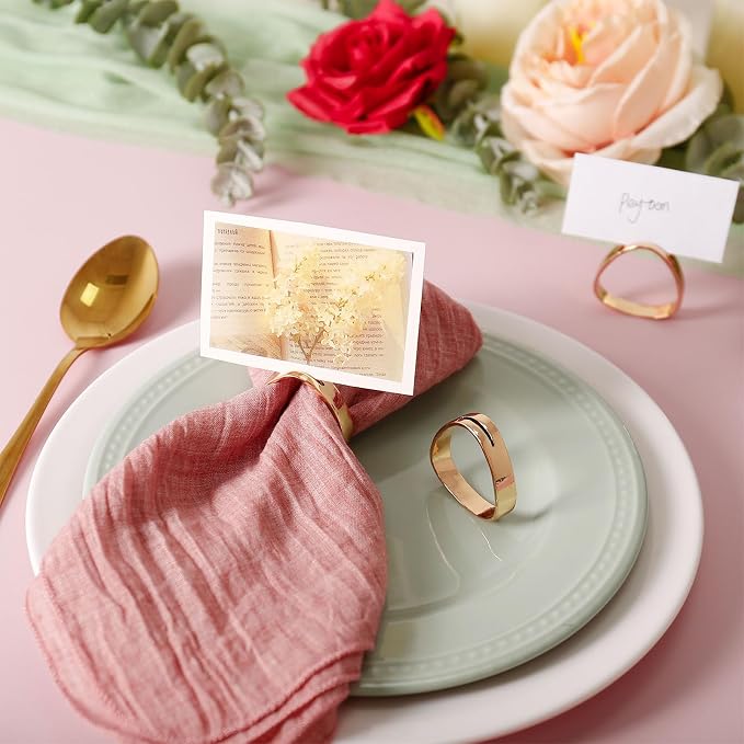Gold Triangle Metal Napkin Rings Set of 6 - Image 3