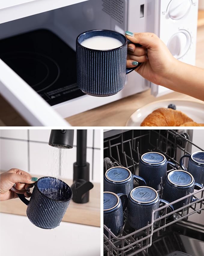famiware Coffee Mug Set for 6, Star 12 oz Catering Mugs Cup Set - Image 5