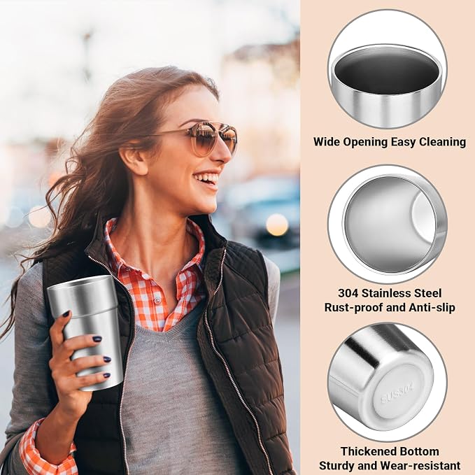Metal Cups For Drinking, 16 oz Insulated Tumbler, 4 Pack Double Wall - Image 4