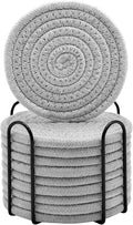 ABenkle Drink Coasters with Holder Set of 10, Cotton Woven Absorbent Coasters by ABenkle