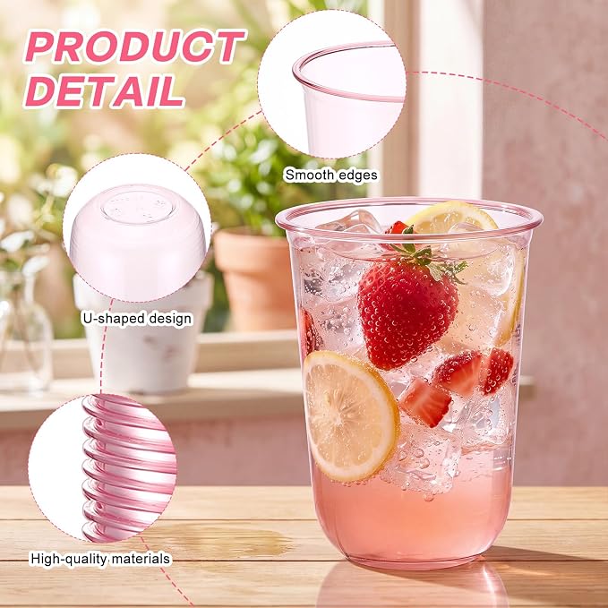 Ziliny 50 Pcs Disposable Stemless Glasses 16oz Crystal Plastic Wine Glasses - Image 4