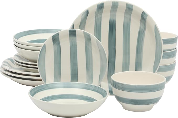 Gibson Home Kenwood Shores 16 Piece Dinnerware Set, Hand-Painted Stoneware by GibsonHomewares