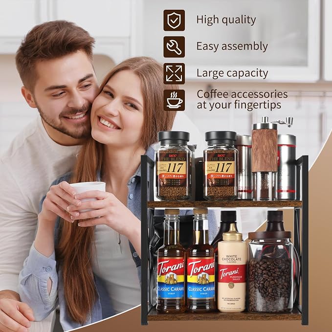 YINMIT Countertop Shelf Organizer, Coffee Bar Accessories, Spice Rack, Coffee - Image 7
