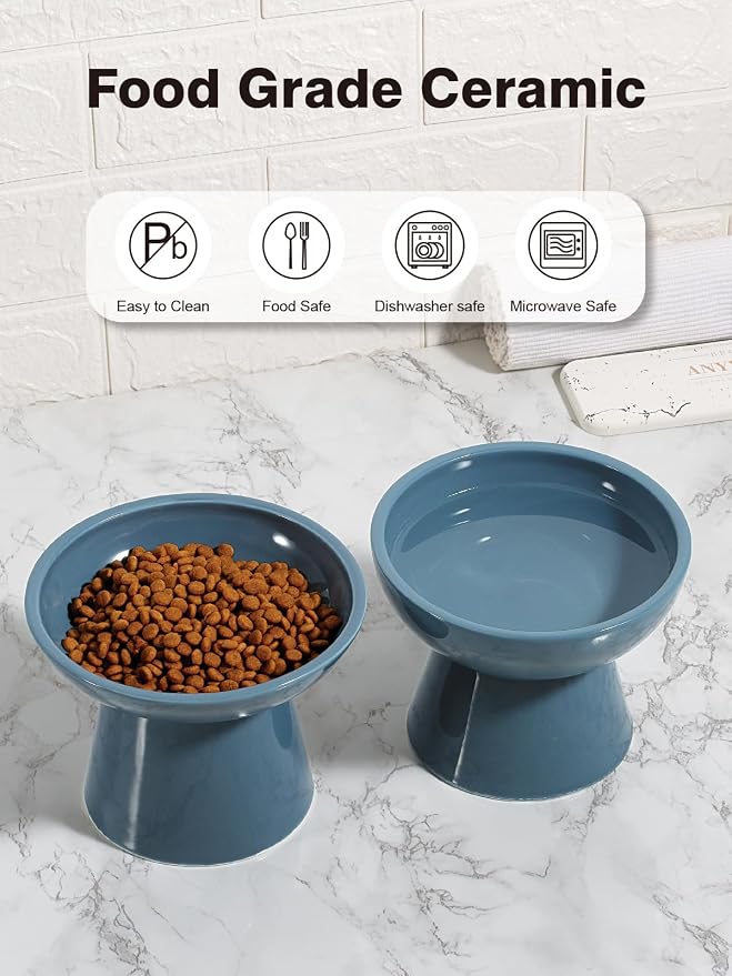 LoeJan Elevated Cat Food and Water Bowls Set, Extra Wide and Raised Ceramic - Image 7