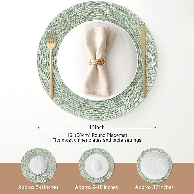 FunWheat Round Braided Placemats Set of 8 Place Mats - Image 2