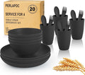 Wheat Straw Dinnerware Sets, Unbreakable Kids Plates and Bowls Sets 20-Piece by Perlapoc