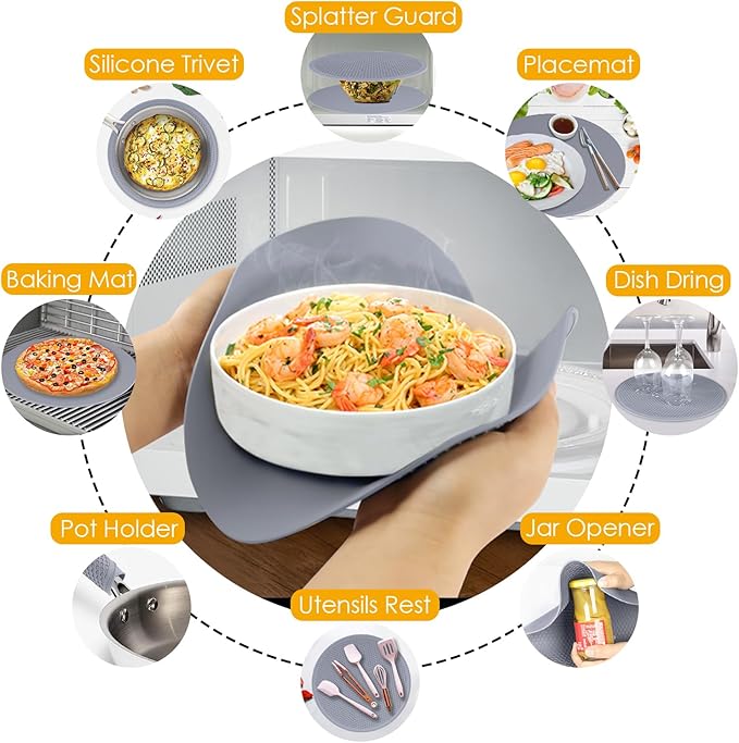 4 Pack 12 Inch Multi-Purpose Silicone Mat, As Drying Mat, Microwave Mat - Image 5