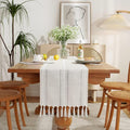 Wracra Rustic Linen Table Runner, Ivory Table Runners 90 inches Long | Raised by Wracra