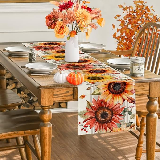 RABUSOFA Fall Table Runner 13x48 Inch Sunflower Fall Decor - Image 3