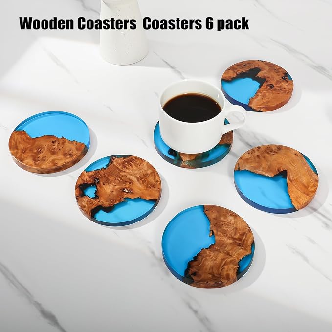 Wooden Beverage Coaster Set of 6 - Image 6
