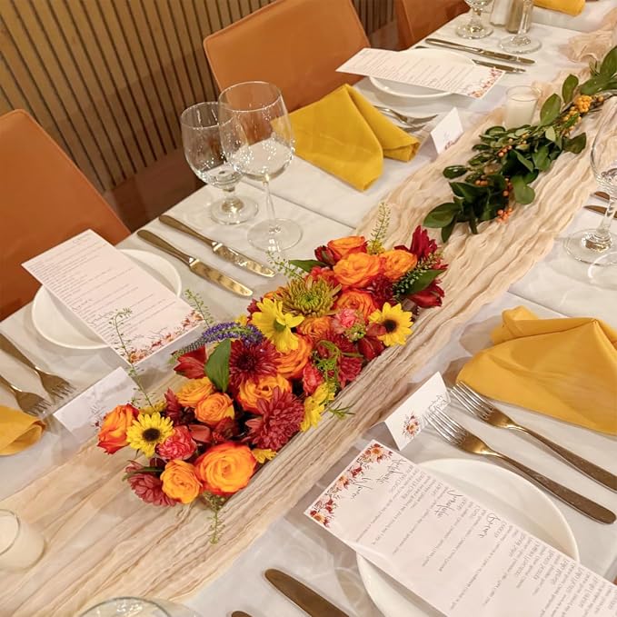 6 Pack Champagne Cheesecloth Table Runners 35x120 Inches Beige Cheese Cloth - Image 3